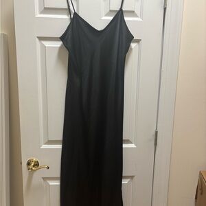 GAP Black Satin Midi Slip Dress